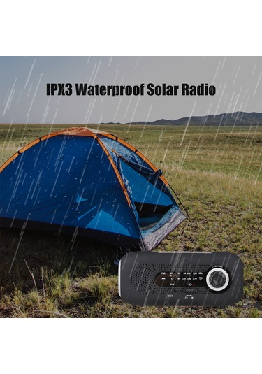 Lemestar Eu Tipi 5led Fenerli Güneş Enerjili El Crank Radyo - Am/fm, Sos, 4 Güç Kaynağı, 2000mah Power Bank, Ipx3, Kamp İçin Hn-098s