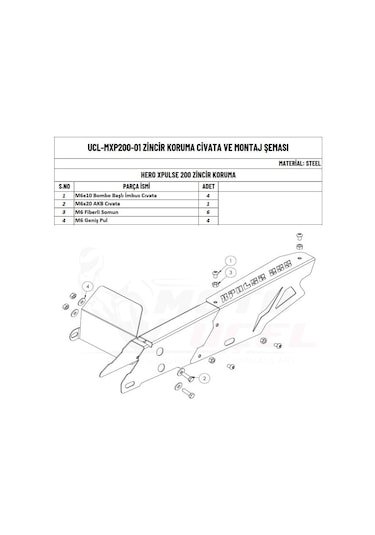 Moto Üçel Hero Xpulse 200 Uyumlu Zincir Koruma