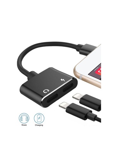 Yifomall İphone/ipad/ipod İçin 2-in-1 Lightning Ses Ve Şarj Adaptörü - Hızlı Şarj + Ses Aktarımı - İos Cihazları Uyumlu Plastik Kasa