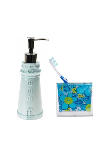 SIVI SABUNLUK,DİŞ FIRÇALIK 2 Lİ BANYO SETİ,DENİZ FENERİ VE MAVİ Ç Mavi
