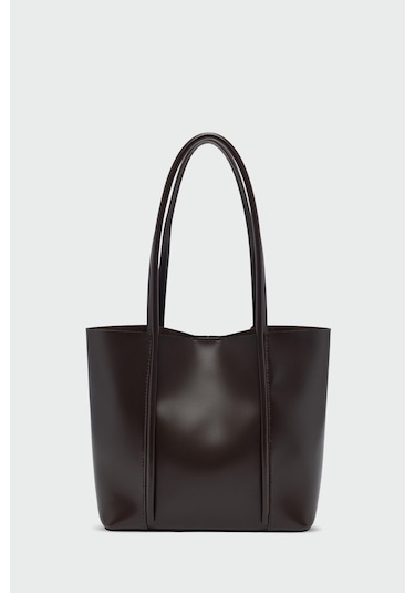 Pebbled Omuz Çantası Kahve Kahverengi - Siyah - Bej