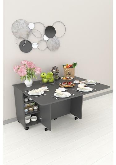 Asra Trend %100 Mdflam Mutfak Adası Yemek Masası Kahve Köşesi Ma-02 Antrasit Antrasit