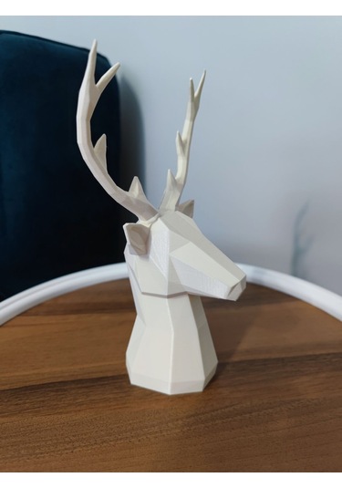 Geyik Figürlü Modern Dekoratif Hediyelik Biblo Kemik Beyazı 22cm Gizzstore Home