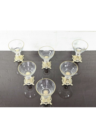 Paşabahçe Serisi Infınıty Kase & Magnolıa Kase & Dondurmalık & Şekerlik Kare Gold Döküm Ayaklı Naturel