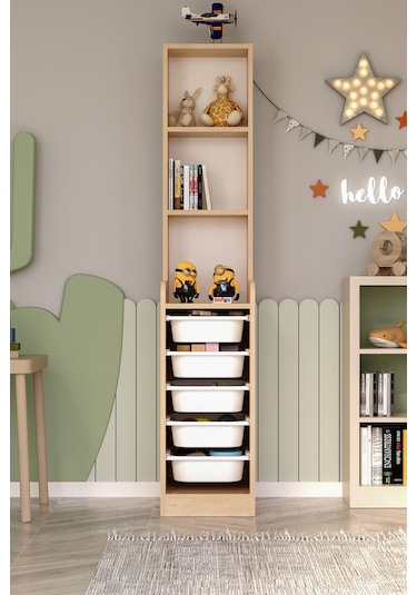 5 Sepetli 3 Raflı Dolap Çok Amaçlı Dolap Oyuncak Dolabı Derya Safir Meşe Açık Kahverengi 5 Sepetli 3 Raflı Dolap Çok Amaçlı Dolap Oyuncak Dolabı Derya Safir Meşe Açık Kahverengi