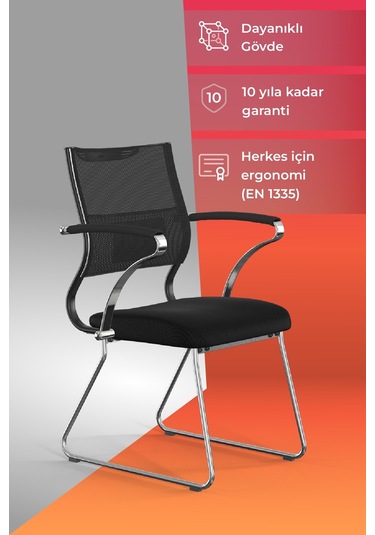 Ergolife Sit Air Ergonomik Bekleme Koltuğu Krom Ayaklı, Bel Destekli, Fileli, Toplantı Sandalyesi -572.5f.1.6a4 Çok Renkli