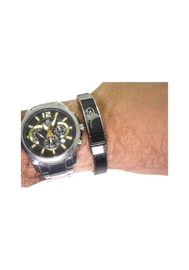 Tuğralı Kauçuk Çelik Erkek Bileklik Çelik