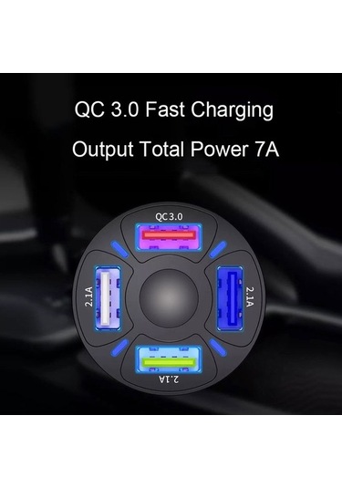 Createtech Usb Te-094 Siyah Şarj Hızlı Fonksiyonlu Fişi Dönüşüm Çok Cihazı Çakmak Arada Araç 4'ü 1 Sz