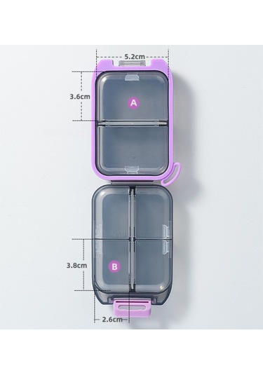 Yeiuyi7 Çift Katmanlı 6 Bölme Taşınabilir Şeffaf Hap Saklama Kutusu Gri