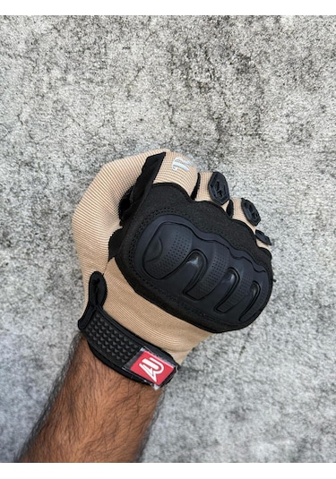 Revertech Aura Krem - Dokunmatik Ekran Uyumlu Erkek Motosiklet Eldiveni + Buff li