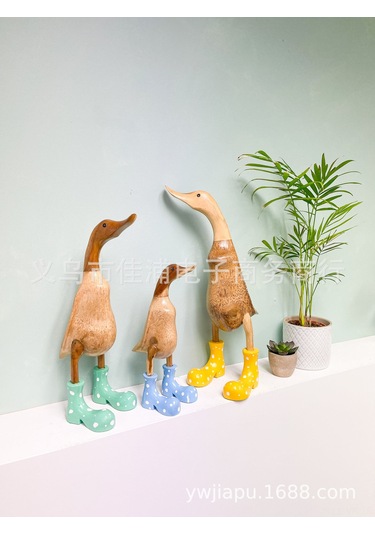 Vkemall Büyük Boy Mavi Benekli Çizme Desenli Reçine Ördek Masaüstü Dekorasyon Aksesuarı - Ev Dekoru Ve Hediye İçin Unik Dekoratif Figür