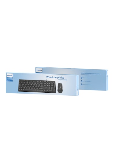 Philips SPT6234 Kablolu Türkçe Q Klavye ve Mouse Seti