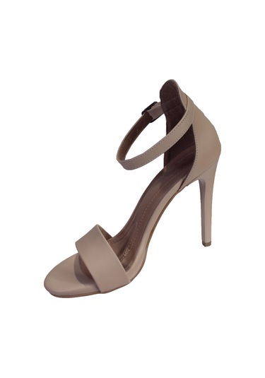 YAZKIŞ Kadın Ten Cilt Nut Tek Bantlı 10 Cm İnce Topuk Stiletto Abiye Düğün Nişan Ayakkabısı Ten Rengi