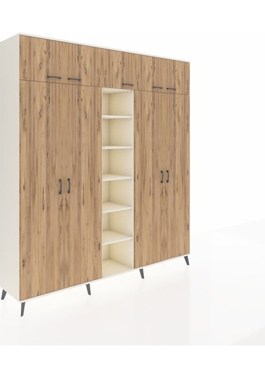 Hyperion Dolap 12 Raflı 9 Kapaklı 2 Askılı 220x44x243 Aytaşı-çam/aytaşı Atlas Çam/aytası