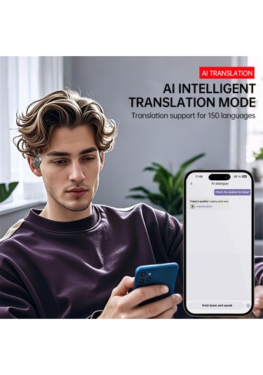 Tenfowee Xg99 Aı Çevirmenli Bluetooth Kulaklık - 138 Dil Anında Çeviri, Uzun Pil Ömrü, Ows Kancalı Tasarım