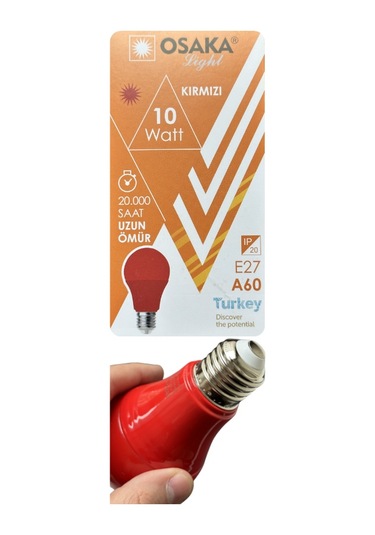 3 Adet Osaka 10w Kırmızı Işık E27 Duylu Kalın Duy Led Ampul
