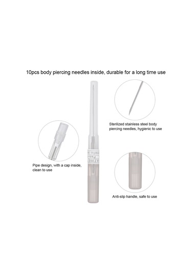Samdoo 10 Adet 16g Gri Cila Ve Vücut Delme İğnesi - Tekerlekli Tasarım, Kaymazsız Kollü, Steril Paslanmaz Çelik