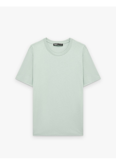 Koton Regular Fit Kısa Kollu Bisiklet Yaka Pamuklu Basic Tişört Yeşil 6sam10332mk