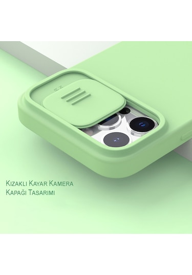 Apple Uyumlu  iPhone 12 Pro Max Kapak Kamera Korumalı Sürgülü Renkli Silikon Kılıf