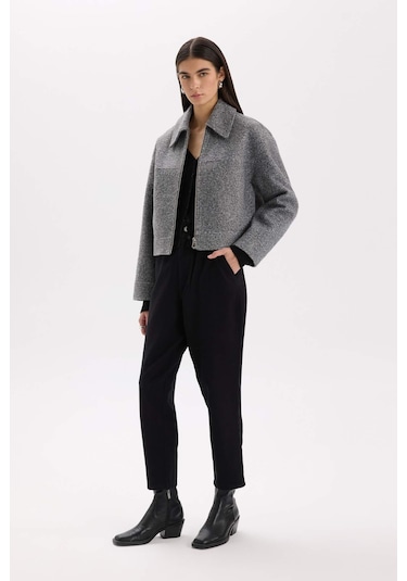 DeFacto Su İtici Regular Kalıp Polo Yaka Fermuarlı Cepli Kısa Kaşe Ceket C0935AX25SPGR503 Gri DeFacto Su İtici Regular Kalıp Polo Yaka Fermuarlı Cepli Kısa Kaşe Ceket C0935AX25SPGR503 Gri