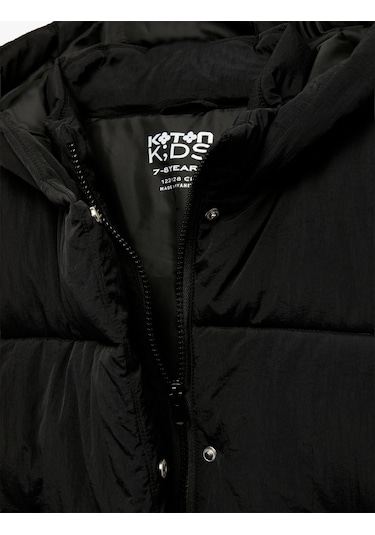 Koton Uzun Kollu Kapşonlu Şişme Mont Siyah 6wkg20025aw Siyah