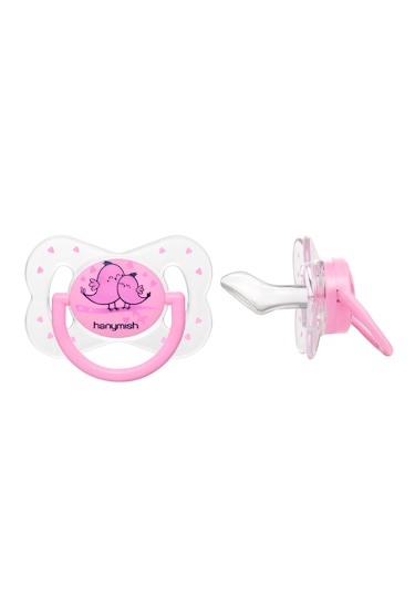Hanymish Pembe Şeffaf Kelebek Emzik 0-6 Ay Pembe