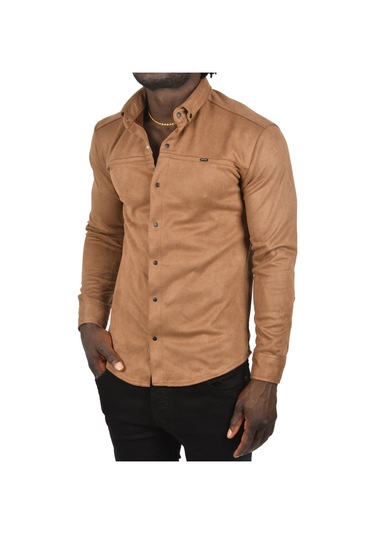 Deepsea Erkek Açık Kahve Çıtçıtlı Süet Gömlek 2500556 Açık Kahverengi