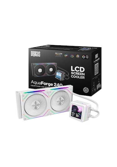 Dragos Aquaforge V2 240mm Beyaz Argb Lcd Ekranlı İşlemci Sıvı Soğutucu