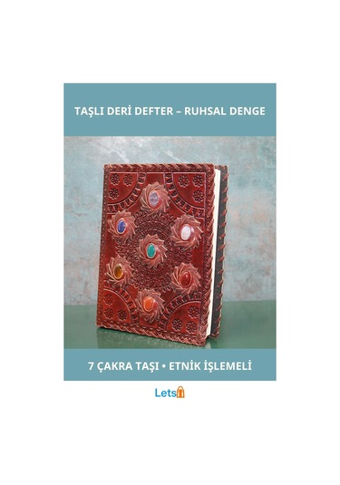 Taşlı Deri Defter 18x13 Cm Çakra Simgeleriyle Çok Renkli