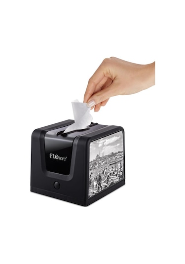 Soft Touch Kadife Desen Modern Peçetelik, Dekoratif Peçete Dispenseri Yumuşak Kaplama F268 Siyah