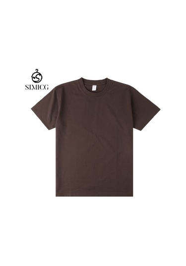 Yeni Japon Ağır Pamuklu Kısa Kollu Kahverengi Kahverengi