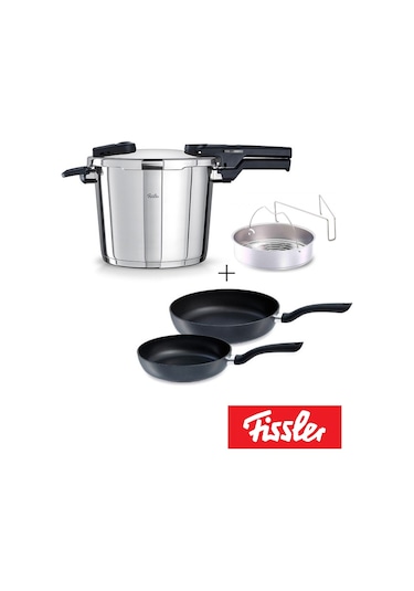 Fissler - Vitaquick Glossy 6 Litre Düdüklü Tencere + Tava Set