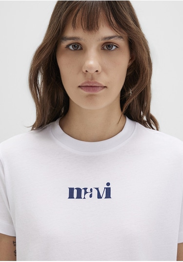 Mavi - Mavi Logo Baskılı Beyaz Tişört 1612241-620 Beyaz