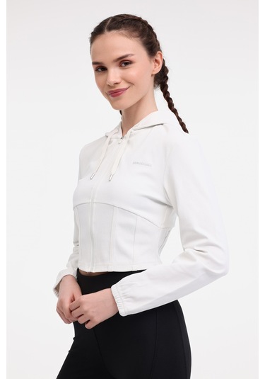 Lumberjack Wl Barly 18wnlt2313t 5fx Kırık Beyaz Kadın Eşofman Üstü Beyaz