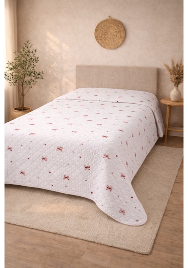 Laila Kapitone Pamuklu Tek Kişilik 160 X 230 Cm Pike Kırmızı