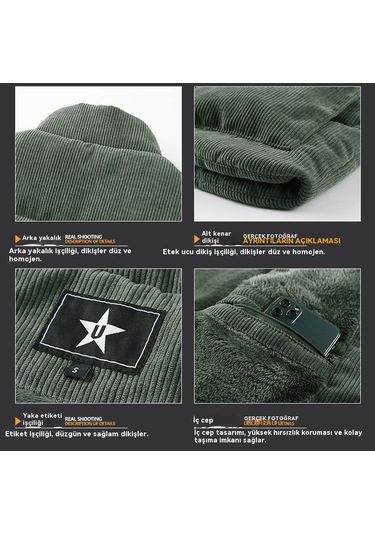 Erkekler İçin Büyük Beden Kadife Polar Astarlı Kalın Yelek Sarı