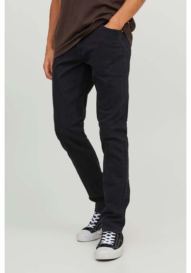 Jack & Jones Erkek Jjıglenn Düşük Bel Slim Fit Jean Pantolon 12246949 Siyah Siyah