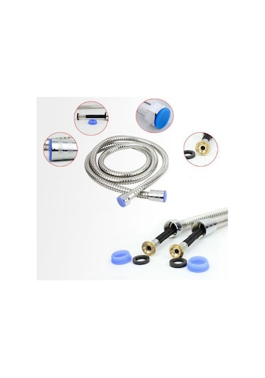 Banyo Duş Hortumu 1.5 Metre Krom Paslanmaz Çelik Tesisat Hortumu