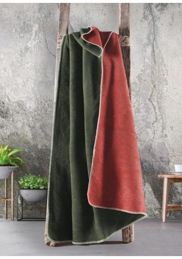 Çift Kişilik Düz Pamuklu Battaniye Çift Taraflı 200 X 220 Yeşil