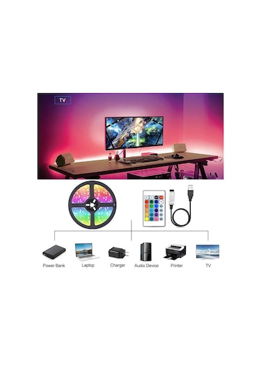 Usb'li Şerit Led İşıklar Bluetooth Rgb 5050 2835 5v Rgb Diyot Bant 24keys Bt 5050&3m