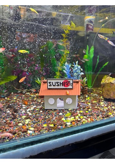 Sushi Evi - Akvaryum Dekoru - Kahverengi