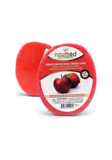 Kırmızı Elma Özlü Batık Ve Çilek Bacak Onarımına Yardımcı Doğal Süngerli Sabun 130gr Elma