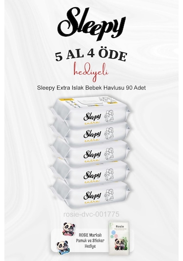 Sleepy Extra Islak Bebek Havlusu 90 Adet 5 Al 4 Öde Ve Rosie Pamuk