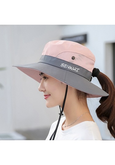 Uv Işınlarına Karşı Koruyucu Geniş Kenarlı Kadın Şapkası - Hafif Ve Konforlu Güneş Şapkası Pembe