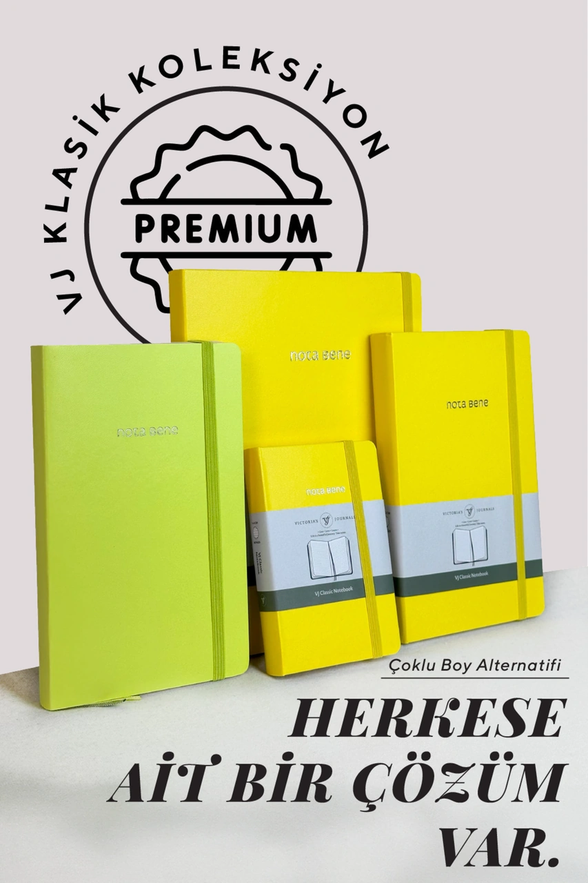 Nota Bene Classic Sert Kapak Defter, 9x14 Cm, Çizgili Sarı