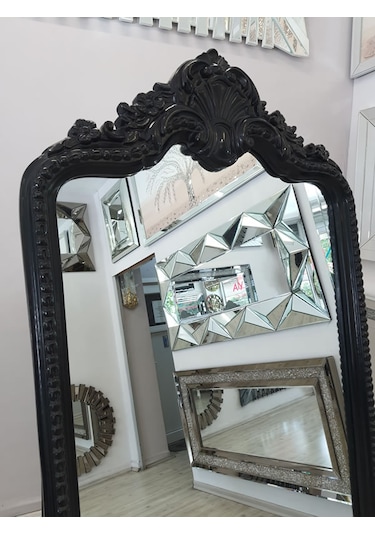 Ayna Denizi Princess Black Model Siyah Renk Dekoratif Ayaklı Boy Aynası Siyah
