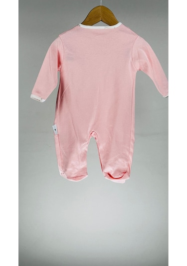 Fil Baskılı Patikli Çıtçıtlı %100 Pamuklu Kız Bebek Tulum 001