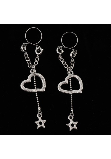 Suntek 1 Çift Dangle Meme Halkası Vücut Takısı Mavi-kalp Mavi