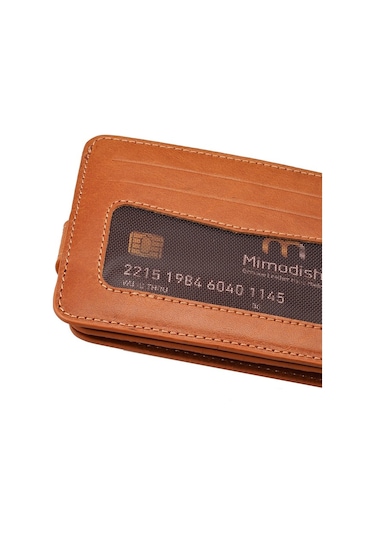 Mimodish 1145 Hakiki Deri Taba Soft Lüks Erkek Kartlık Cüzdan Kiremit