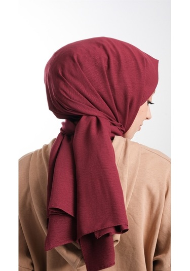 Hürrem Bone 202105_16 Pamuk Düz Klasik Caz Şal Bordo